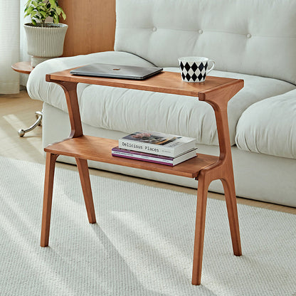 Contemporary Retro Antler Shape Rubberwood Beech Wood Lightweight End Table 2-Layer For Living Room