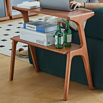 Contemporary Retro Antler Shape Rubberwood Beech Wood Lightweight End Table 2-Layer For Living Room