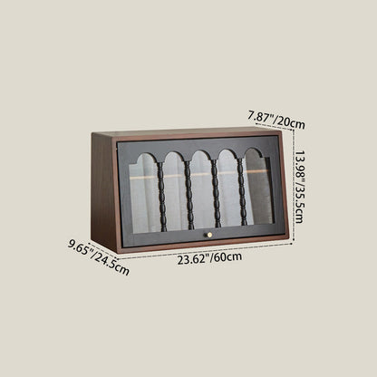 Traditional French Trapezoidal Ash Wood Glass Flip Cover Design Desk Storage Cabinet 2-Layer For Bedroom