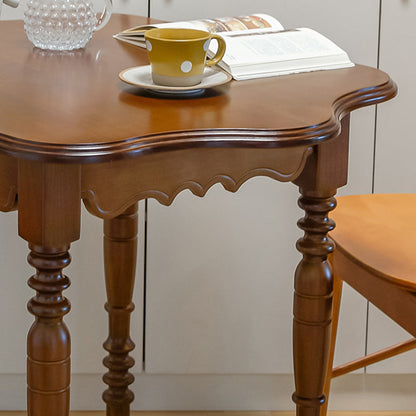 Traditional Vintage Round Wavy Edge Petal Rubberwood Dining Table 1-Tier For 2-4 Seats