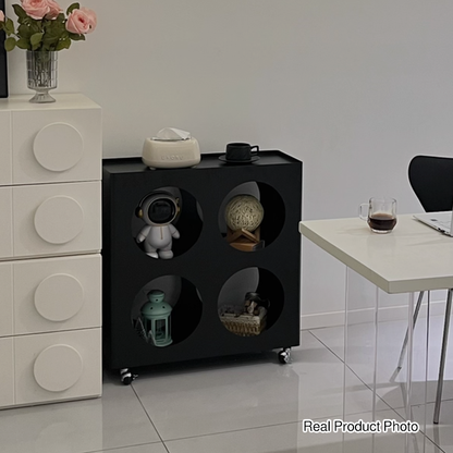 Contemporary Industrial Rectangular Hollow Circle Iron Lightweight Movable End Table 3-Tier For Living Room