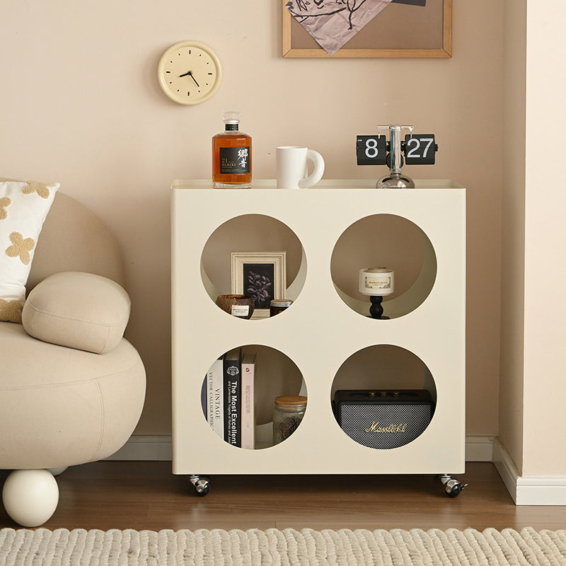 Contemporary Industrial Rectangular Hollow Circle Iron Lightweight Movable End Table 3-Tier For Living Room