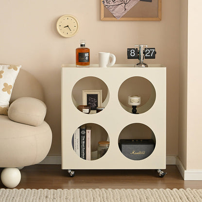 Contemporary Industrial Rectangular Hollow Circle Iron Lightweight Movable End Table 3-Tier For Living Room