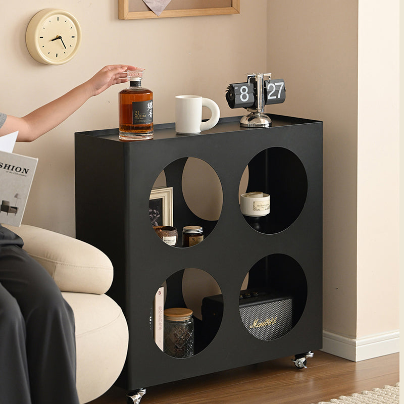 Contemporary Industrial Rectangular Hollow Circle Iron Lightweight Movable End Table 3-Tier For Living Room