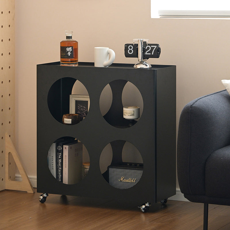 Contemporary Industrial Rectangular Hollow Circle Iron Lightweight Movable End Table 3-Tier For Living Room