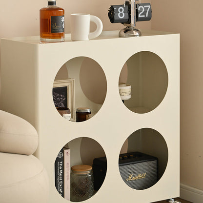 Contemporary Industrial Rectangular Hollow Circle Iron Lightweight Movable End Table 3-Tier For Living Room