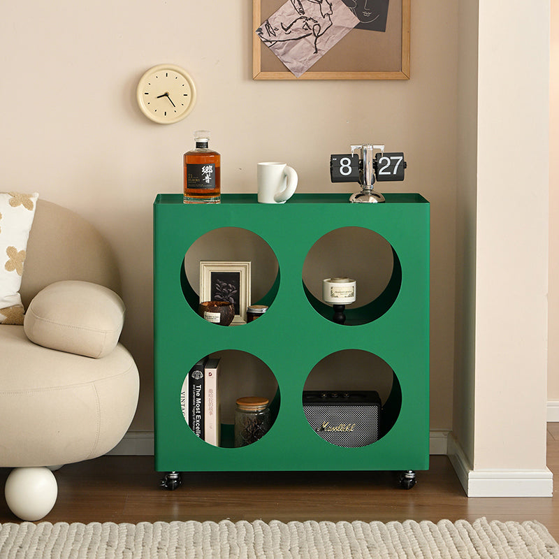 Contemporary Industrial Rectangular Hollow Circle Iron Lightweight Movable End Table 3-Tier For Living Room