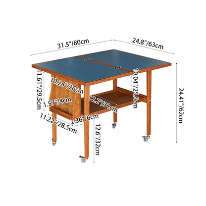 Contemporary Scandinavian Rectangular Cherry Wood Plywood Stainless Steel Movable Extendable Coffee Table 2-Tier For Living Room