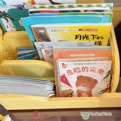Modern Minimalist PP Plastic Cartoon Bear Trapezoidal Kids Lightweight Desktop Bookshelf 2-Divider For Study
