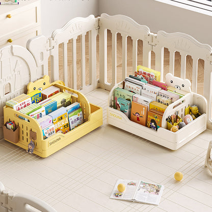 Modern Minimalist PP Plastic Cartoon Bear Trapezoidal Kids Lightweight Desktop Bookshelf 2-Divider For Study