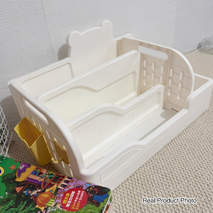 Modern Minimalist PP Plastic Cartoon Bear Trapezoidal Kids Lightweight Desktop Bookshelf 2-Divider For Study