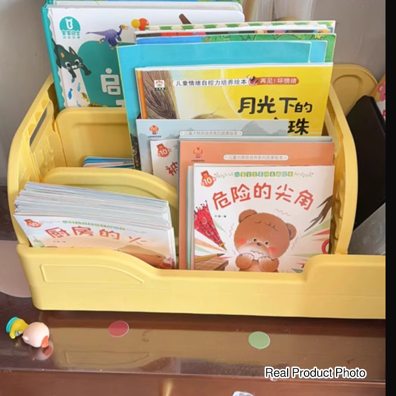 Modern Minimalist PP Plastic Cartoon Bear Trapezoidal Kids Lightweight Desktop Bookshelf 2-Divider For Study
