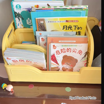 Modern Minimalist PP Plastic Cartoon Bear Trapezoidal Kids Lightweight Desktop Bookshelf 2-Divider For Study