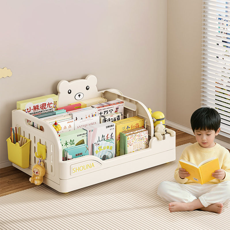 Modern Minimalist PP Plastic Cartoon Bear Trapezoidal Kids Lightweight Desktop Bookshelf 2-Divider For Study