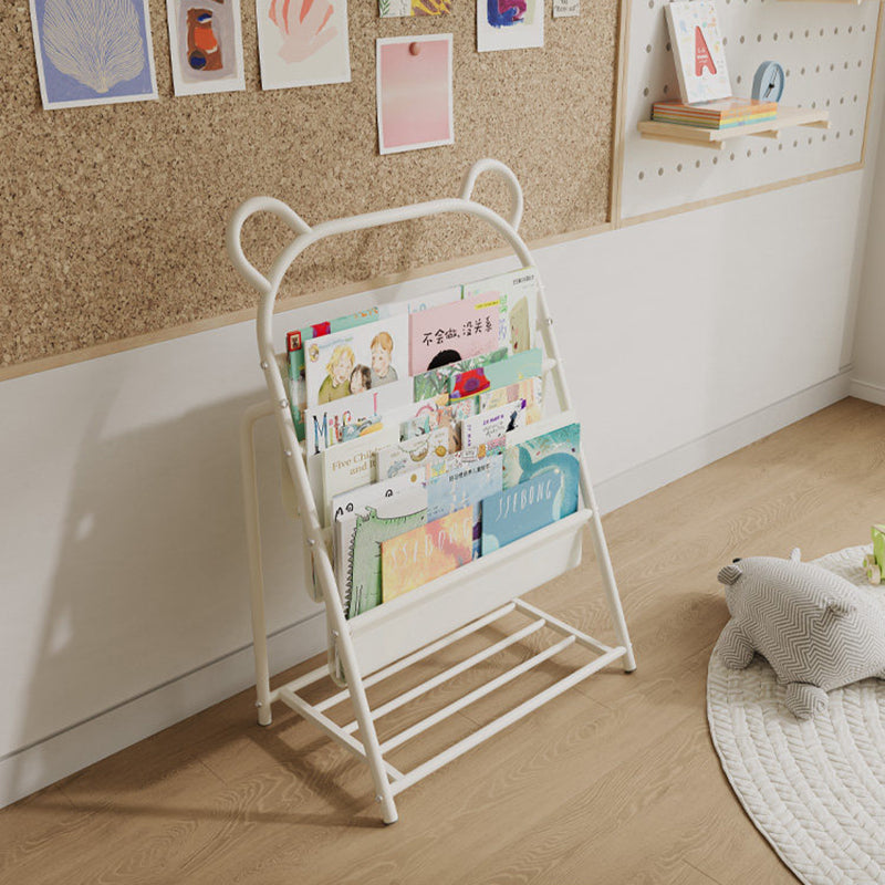 Modern Simplicity Iron Polyester Fabric Cartoon Line Bear Kids Lightweight Bookshelf 4-Tier For Study