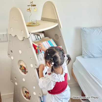 Contemporary Creative Christmas Tree PP & PE Plastic Kids Movable Bookshelf 4-Layer For Study