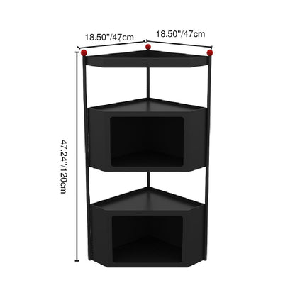 Contemporary Industrial Iron Triangular Floor-Standing Corner Storage Shelf 3-Layer For Living Room