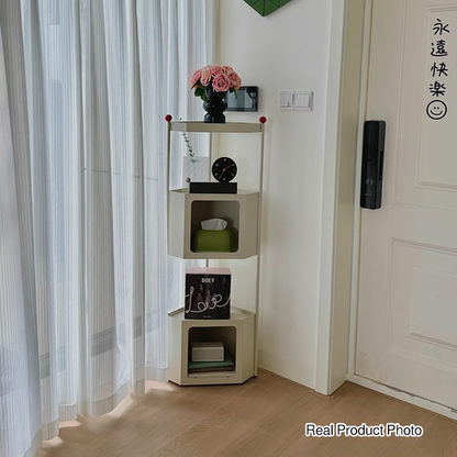 Contemporary Industrial Iron Triangular Floor-Standing Corner Storage Shelf 3-Layer For Living Room