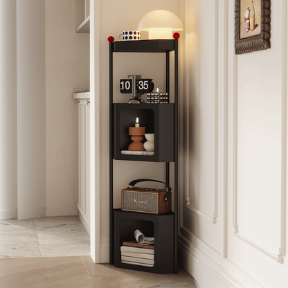 Contemporary Industrial Iron Triangular Floor-Standing Corner Storage Shelf 3-Layer For Living Room
