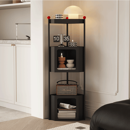 Contemporary Industrial Iron Triangular Floor-Standing Corner Storage Shelf 3-Layer For Living Room