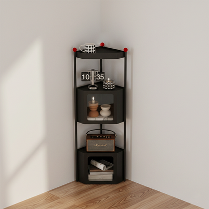 Contemporary Industrial Iron Triangular Floor-Standing Corner Storage Shelf 3-Layer For Living Room