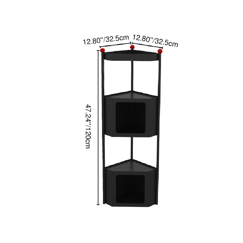 Contemporary Industrial Iron Triangular Floor-Standing Corner Storage Shelf 3-Layer For Living Room