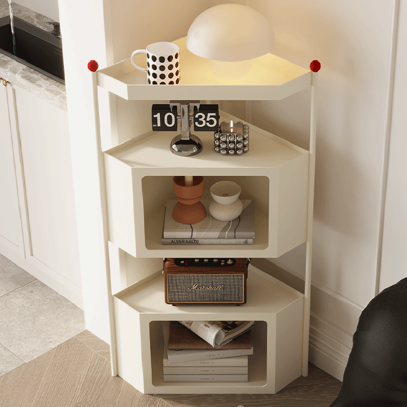Contemporary Industrial Iron Triangular Floor-Standing Corner Storage Shelf 3-Layer For Living Room