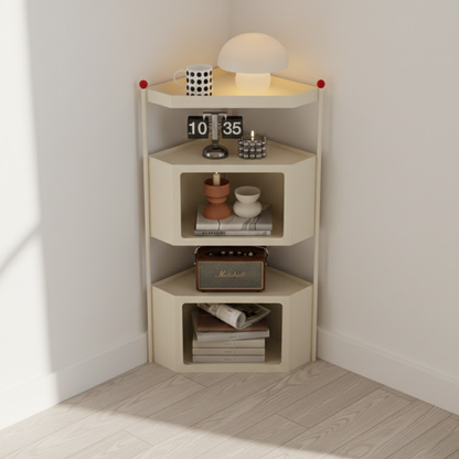 Contemporary Industrial Iron Triangular Floor-Standing Corner Storage Shelf 3-Layer For Living Room