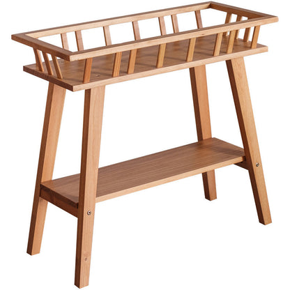 Traditional Rustic Pine Wood Trapezoidal Lightweight Plant Storage Shelf 2-Layer For Garden
