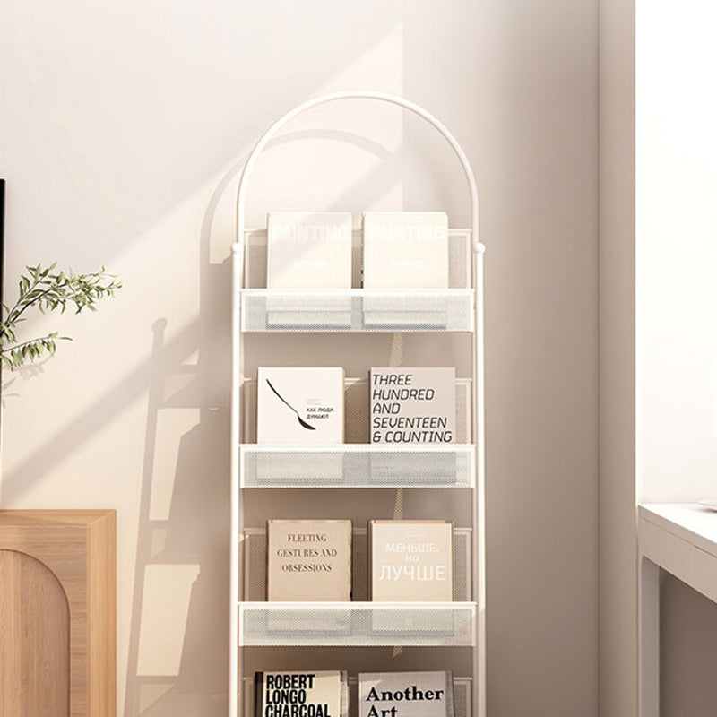 Contemporary Industrial Carbon Steel Hollow Arched Floor-Standing Bookshelf 4-Layer For Study