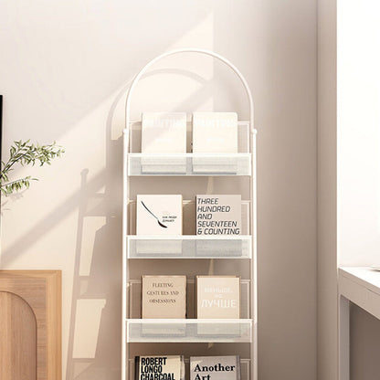 Contemporary Industrial Carbon Steel Hollow Arched Floor-Standing Bookshelf 4-Layer For Study