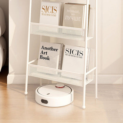 Contemporary Industrial Carbon Steel Hollow Arched Floor-Standing Bookshelf 4-Layer For Study