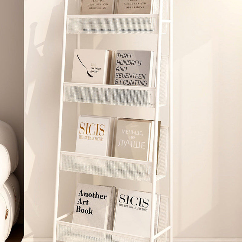 Contemporary Industrial Carbon Steel Hollow Arched Floor-Standing Bookshelf 4-Layer For Study