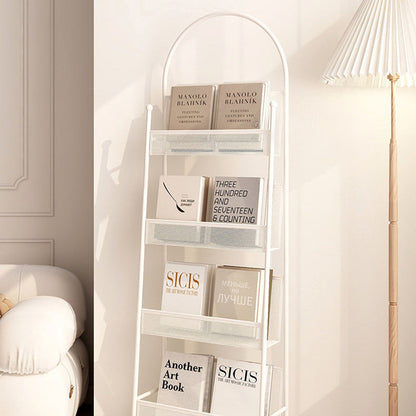 Contemporary Industrial Carbon Steel Hollow Arched Floor-Standing Bookshelf 4-Layer For Study