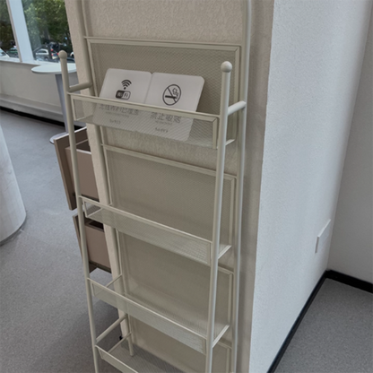 Contemporary Industrial Carbon Steel Hollow Arched Floor-Standing Bookshelf 4-Layer For Study