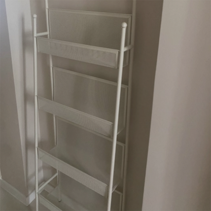 Contemporary Industrial Carbon Steel Hollow Arched Floor-Standing Bookshelf 4-Layer For Study