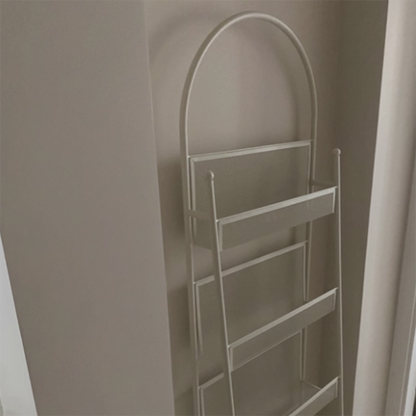 Contemporary Industrial Carbon Steel Hollow Arched Floor-Standing Bookshelf 4-Layer For Study
