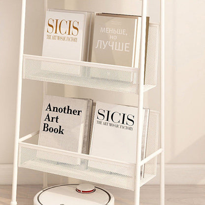 Contemporary Industrial Carbon Steel Hollow Arched Floor-Standing Bookshelf 4-Layer For Study