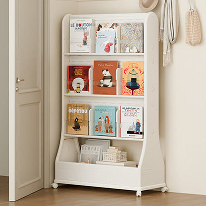 Modern Minimalist Eco-Friendly HDPE Curved Edge Rectangular Movable Bookshelf 3-Tier For Study