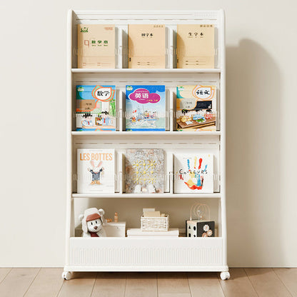 Modern Minimalist Eco-Friendly HDPE Curved Edge Rectangular Movable Bookshelf 3-Tier For Study