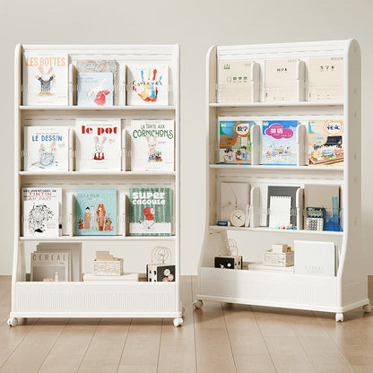 Modern Minimalist Eco-Friendly HDPE Curved Edge Rectangular Movable Bookshelf 3-Tier For Study