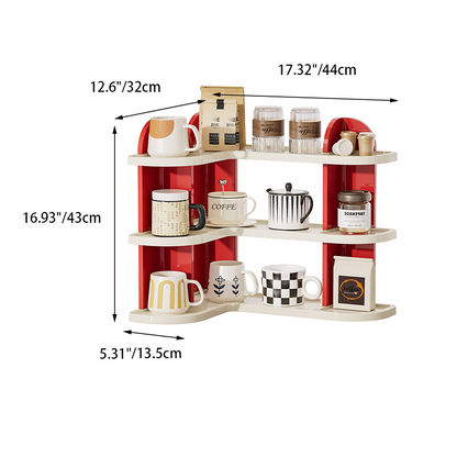 Contemporary Nordic ABS Arc & L-Shaped Lightweight Tabletop Cup Storage Shelf 2/3-Layer For Living Room