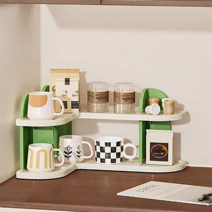 Contemporary Nordic ABS Arc & L-Shaped Lightweight Tabletop Cup Storage Shelf 2/3-Layer For Living Room