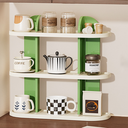Contemporary Nordic ABS Arc & L-Shaped Lightweight Tabletop Cup Storage Shelf 2/3-Layer For Living Room