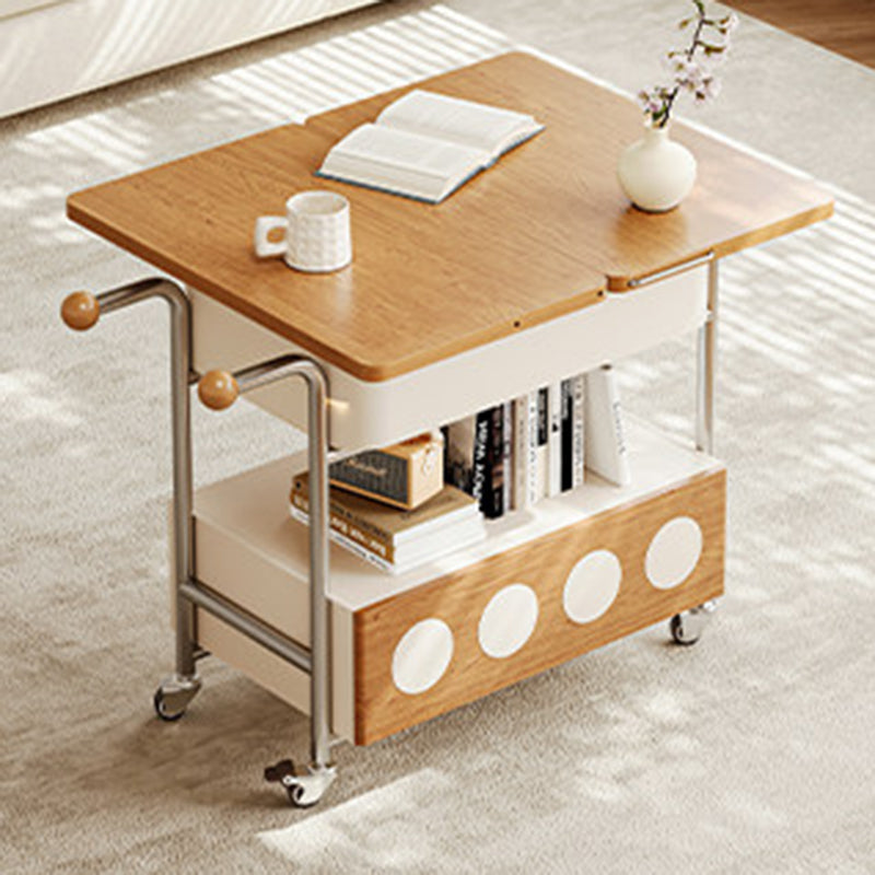 Traditional French Iron MDF Plywood Rectangular End Table 1-Drawer Movable For Living Room