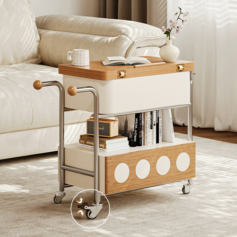 Traditional French Iron MDF Plywood Rectangular End Table 1-Drawer Movable For Living Room