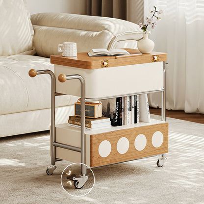 Traditional French Iron MDF Plywood Rectangular End Table 1-Drawer Movable For Living Room