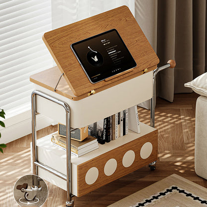 Traditional French Iron MDF Plywood Rectangular End Table 1-Drawer Movable For Living Room