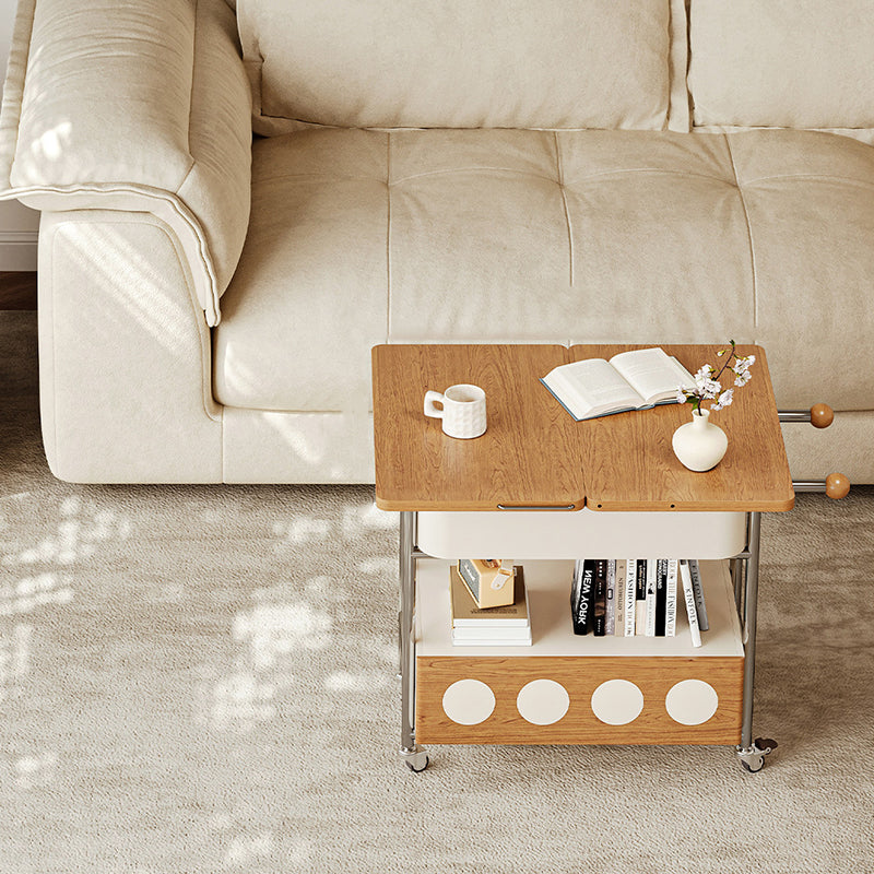 Traditional French Iron MDF Plywood Rectangular End Table 1-Drawer Movable For Living Room