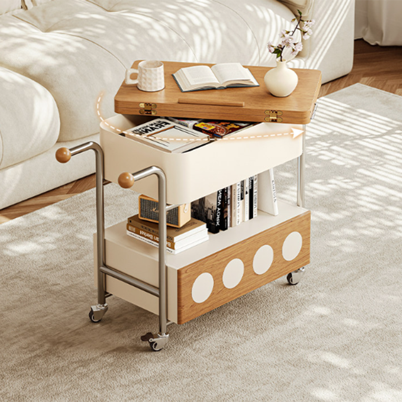 Traditional French Iron MDF Plywood Rectangular End Table 1-Drawer Movable For Living Room